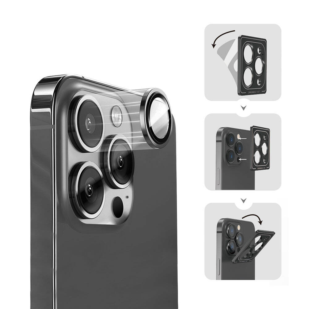 Wiwu iPhone 16 Pro Lens Guard Metal Kamera Lens Koruyucu Wiwu iPhone 16 Pro Lens Guard Metal Kamera Lens Koruyucu